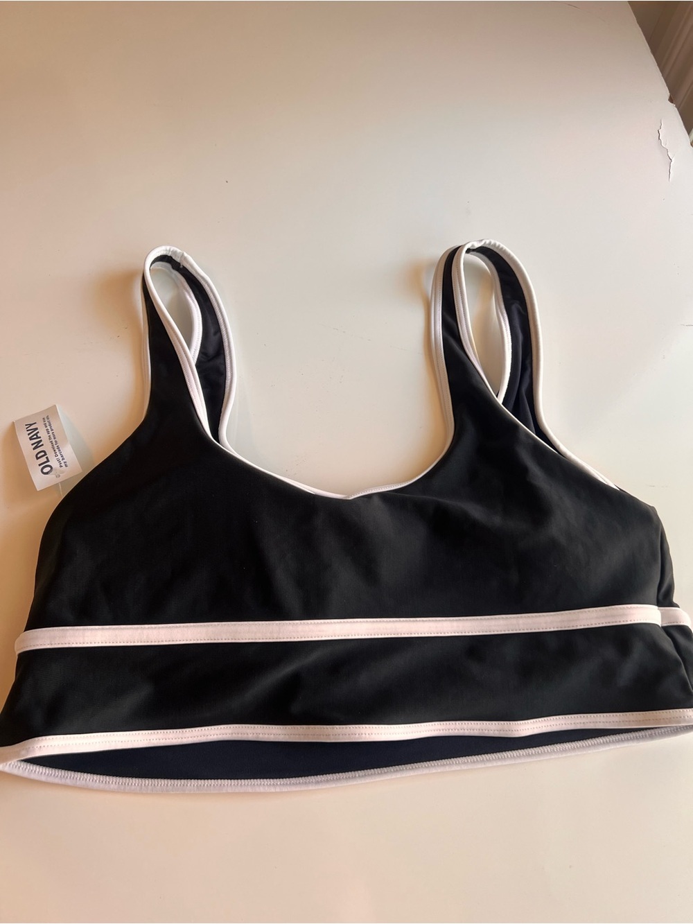 Old Navy Black Swim Sports Bra with White Trim - Picture 3 of 7